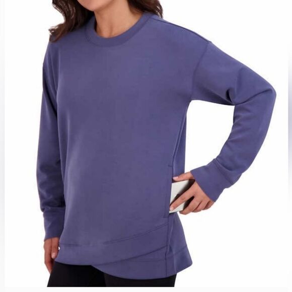 SAGE Collective Blue Long Sleeve Oversized Crew Neck Top with Pockets.Size Small - Picture 1 of 9